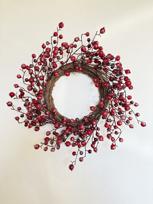 Red Berry Wreath – Minimalist Holiday Décor｜Christmas | Gifts | 18”